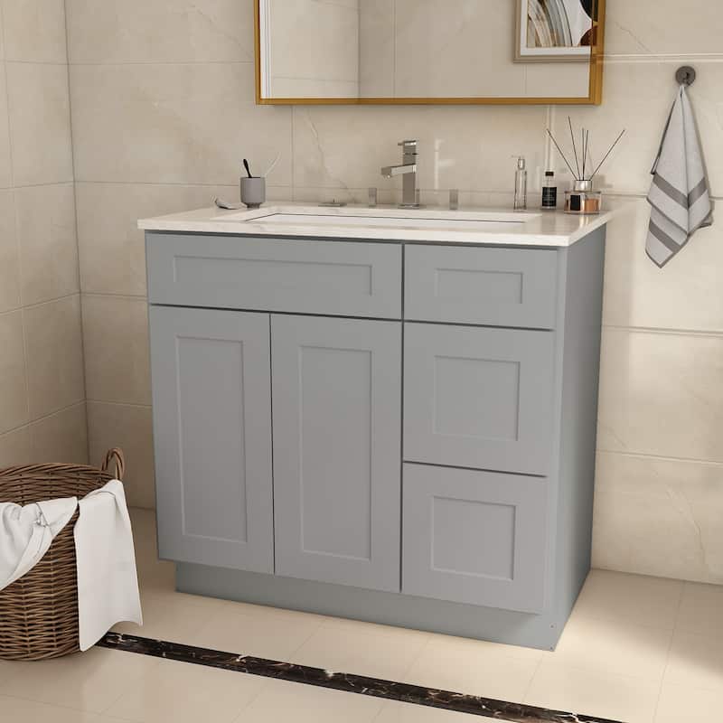 New Floor-Standing Bathroom Wooden Vanity Cabinet with Right Door