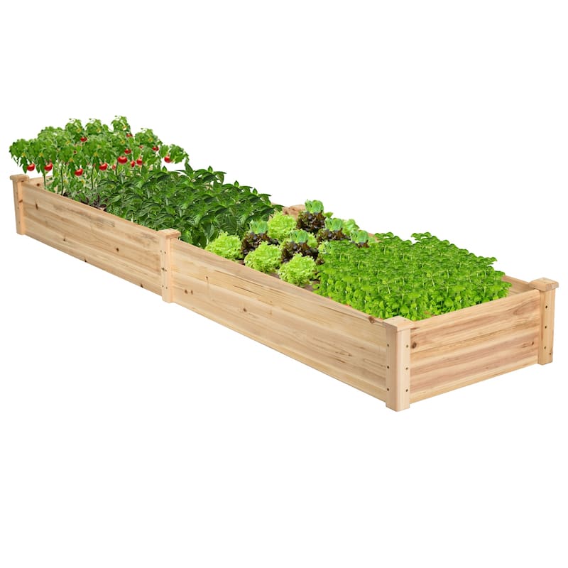 Costway Wooden Raised Garden Bed Outdoor Wood Planter Box for - 95'' x 24'' x 10'' (L x W x H) - Natural - 95'' x 24'' x 10'' (L x W x H)