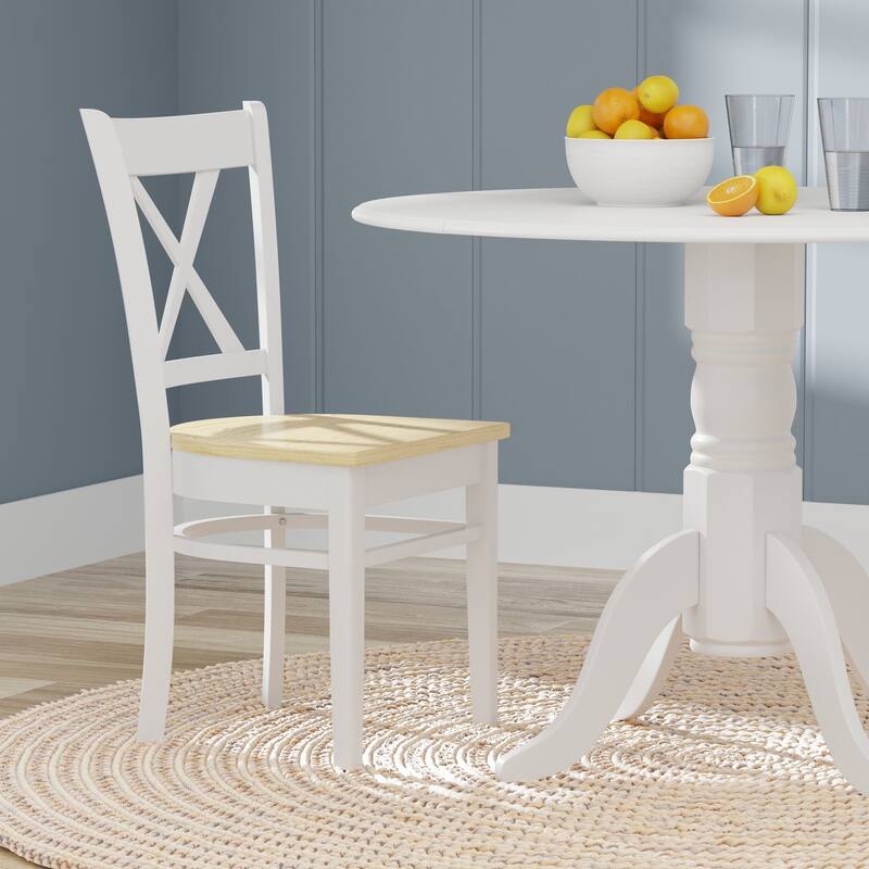 5-Piece Dining Set, 42" Round Drop-Leaf Table and Cross Back Chairs