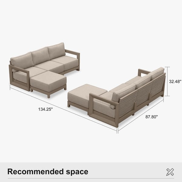 dimension image slide 16 of 30, PURPLE LEAF Caesar Khaki Outdoor Couch with 9.6" Thick Cushion and Table for Yard Porch Deck Outdoor Patio Conversation Sets
