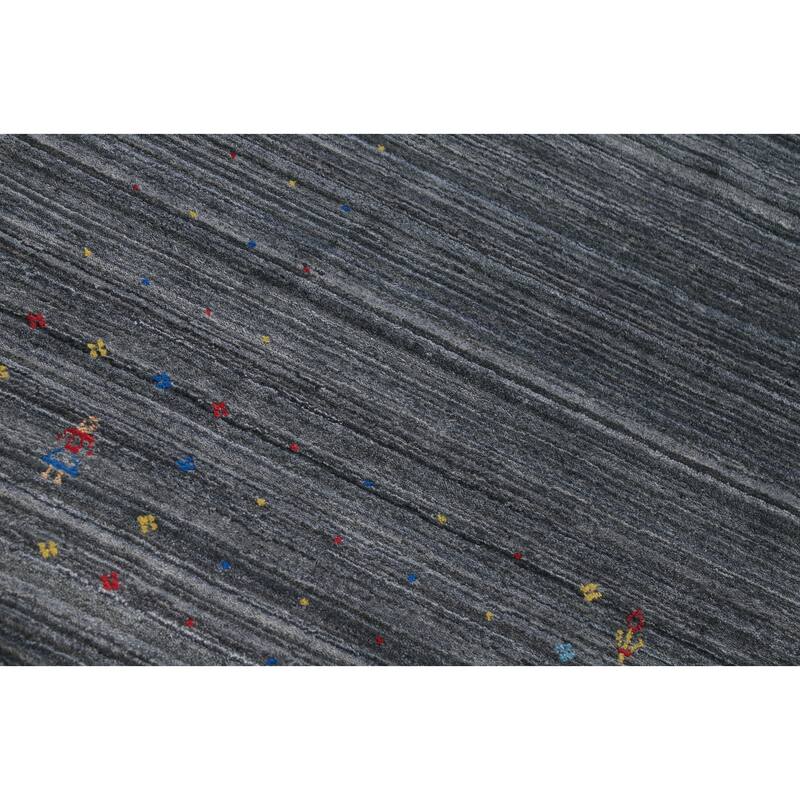Hand Knotted Oriental 100% Wool Carpet Tribal Animal Pictorial Greys & Charcoal Gabbeh Area Rug - 10' 0'' X 8' 2''
