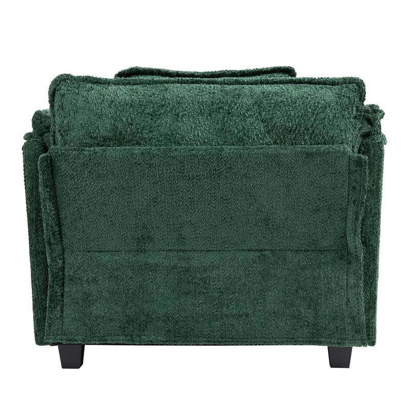 55" Oversized Single Sofa Chaise Lounge with Ottoman, Comfy Reading Chair Upholstered Sleeper Chair with Side Pockets