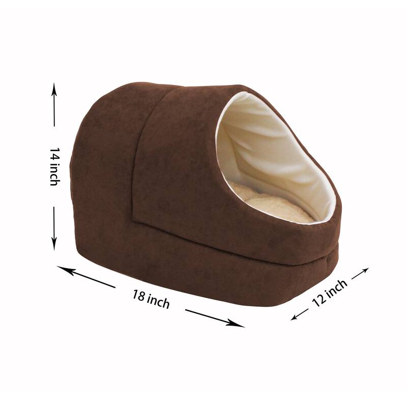 GOOPAWS Cave Covered Cat & Small Dog Bed