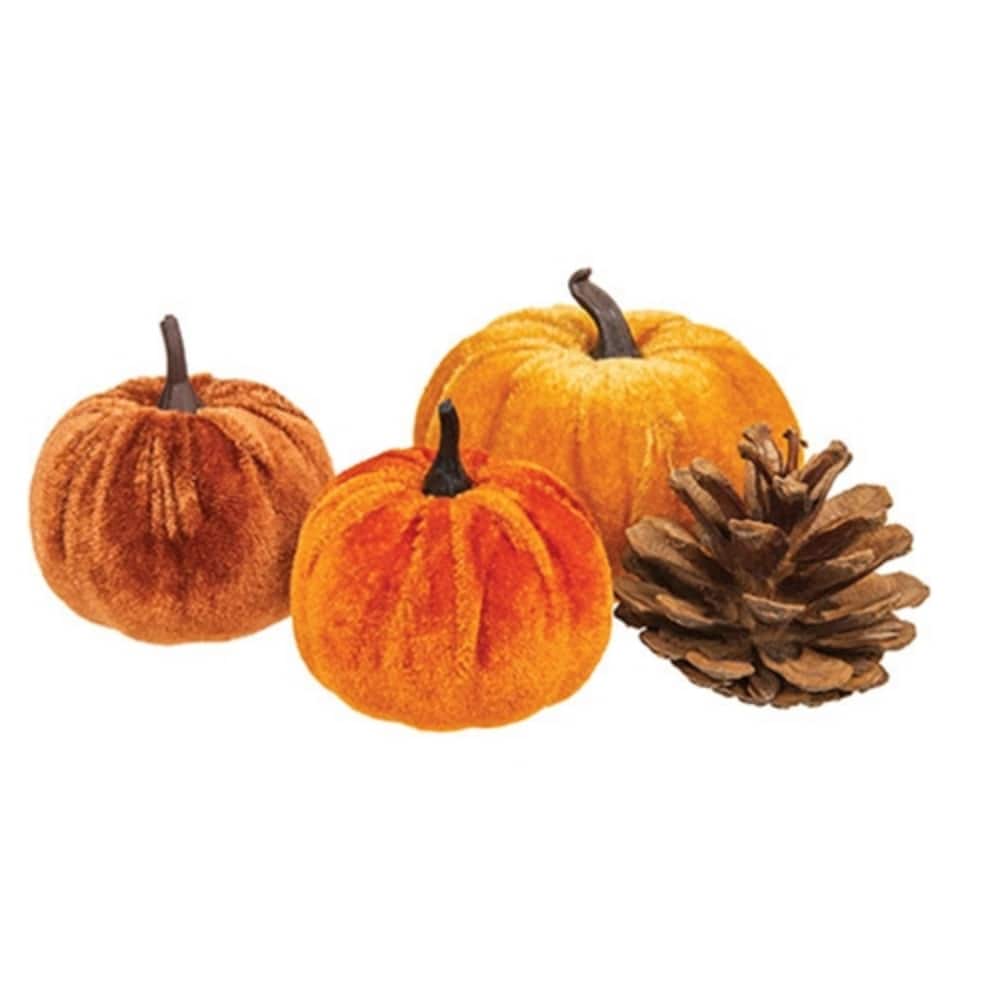 Pumpkin and Pinecone Mesh Bag Fall Bowl Filler Velvet Pumpkins Rustic Autumn Decor Accent Set
