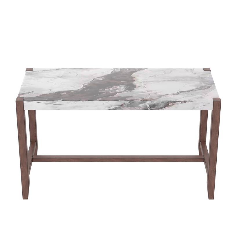 5 Piece Counter Height Dining Table Set wFaux Marble Bar Table & 4 Upholstered Seat Chairs Rectangular Dining Table Set