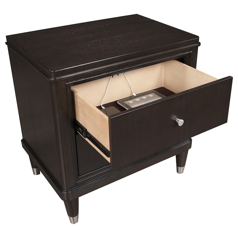 Emberlyn Mid-Century Modern 2-drawer Wood Nightstand Brown