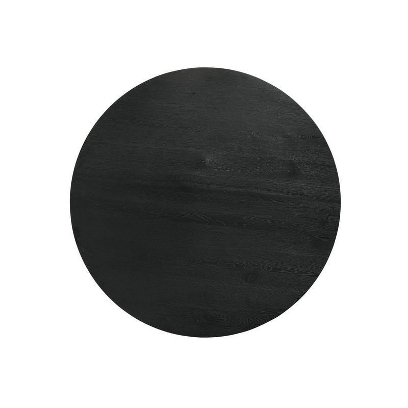 Haven 7Pc 59" Round Ebony Black Pedestal Dining Set with Hourglass Table Base and Gray Barrel Chairs