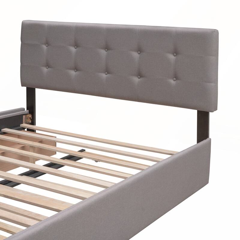 Upholstered Platform Bed with 2 Drawers and 1 Twin XL Trundle