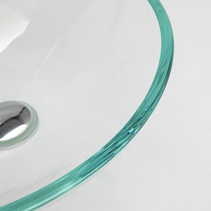 Vinnova Glass Circular Vessel Bathroom Sink without Faucet