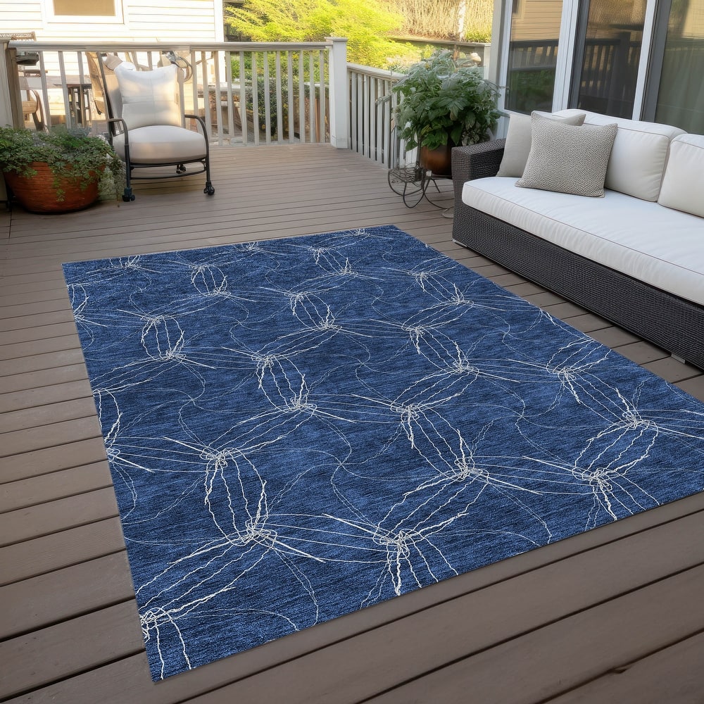 Machine Washable Indoor/ Outdoor Abstract Contemporary Chantille Rug