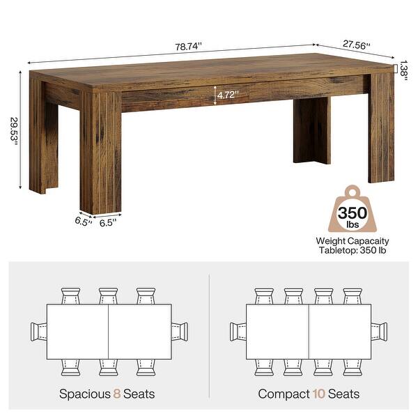 78.7'' Large Dining Table for 6-10 with Heavy Duty Legs - Bed Bath ...
