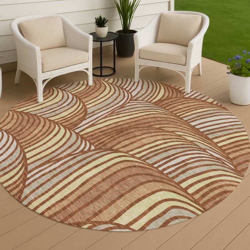 Machine Washable Indoor/ Outdoor Modern Parsons Chantille Rug - Paprika - 8' x 8'