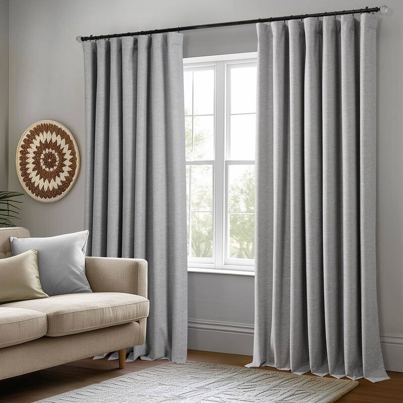 Exclusive Fabrics Boho Chic Faux Linen Blackout Curtains for Bedroom & Living Room Curtains - 2 Panel Drapes