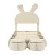 preview thumbnail 7 of 29, Twin/Full Size Upholstered Platform Bed w/Cartoon Ears Shaped Headboard & Light, Cartoon Twin Bed Frame w/2 Small Storage Stools