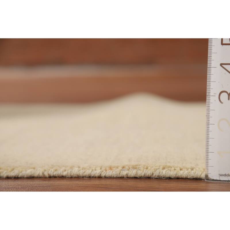 Gabbeh Modern Foyer Rug Accent Beige Hand-Knotted Wool Carpet - 2'7"x 4'0"