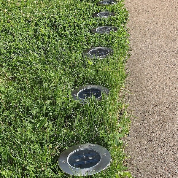 Set of 6 LED Solar Garden Pathway Ground Lights by Sunnydaze Decor