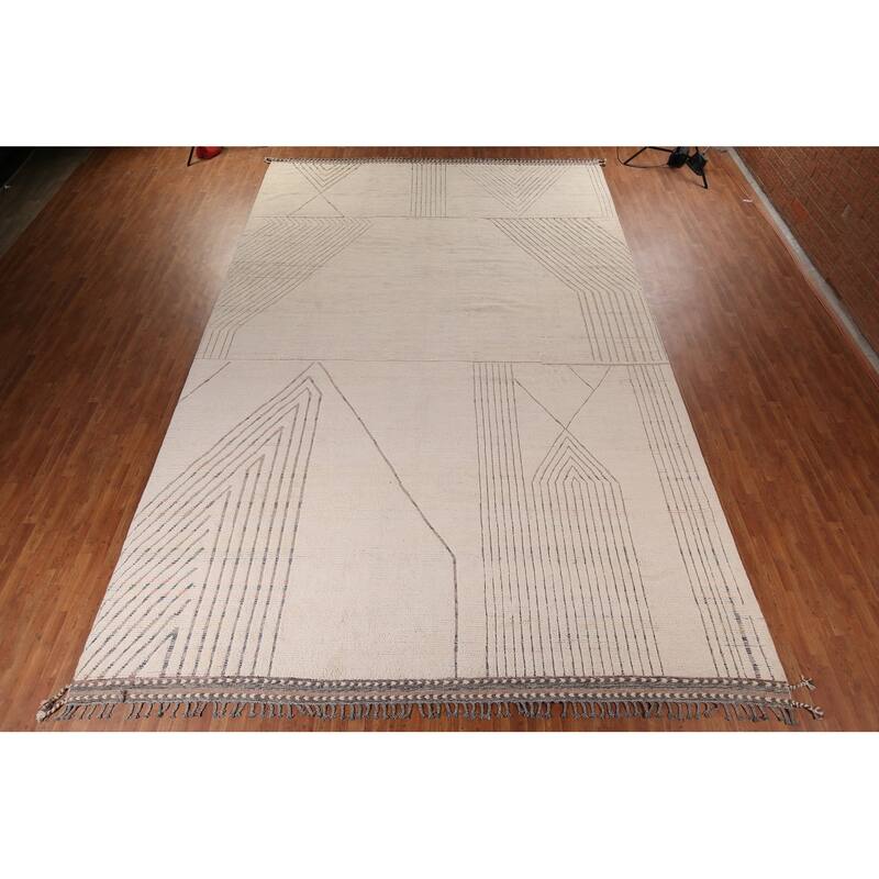 Earth Tone Moroccan Large Modern Area Rug Handmade Wool Carpet - 11'11"x 18'8"