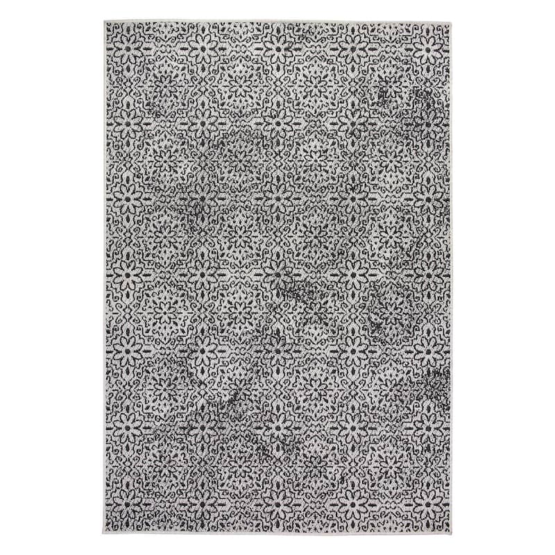 World Rug Gallery Contemporary Flowers Indoor/Outdoor Area Rug