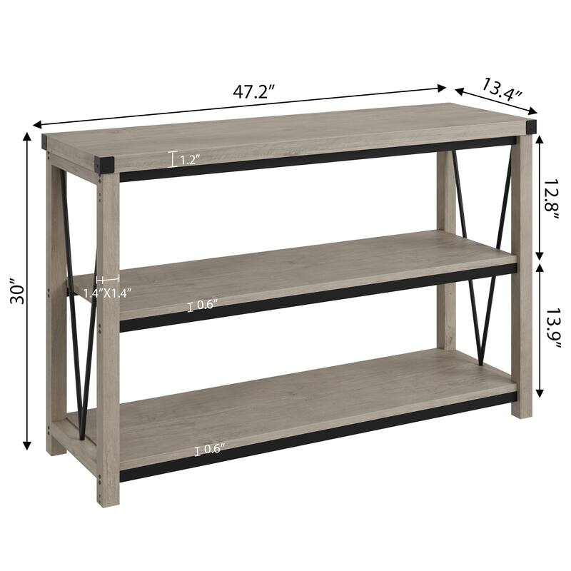 3 Tier Wood Narrow Farmhouse Entryway Table, Console Table