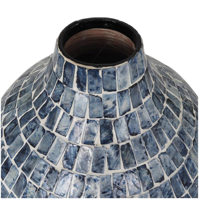 Mother of Pearl Shell Handmade Mosaic Inspired Decorative Vase - Blue - Roche River Decor