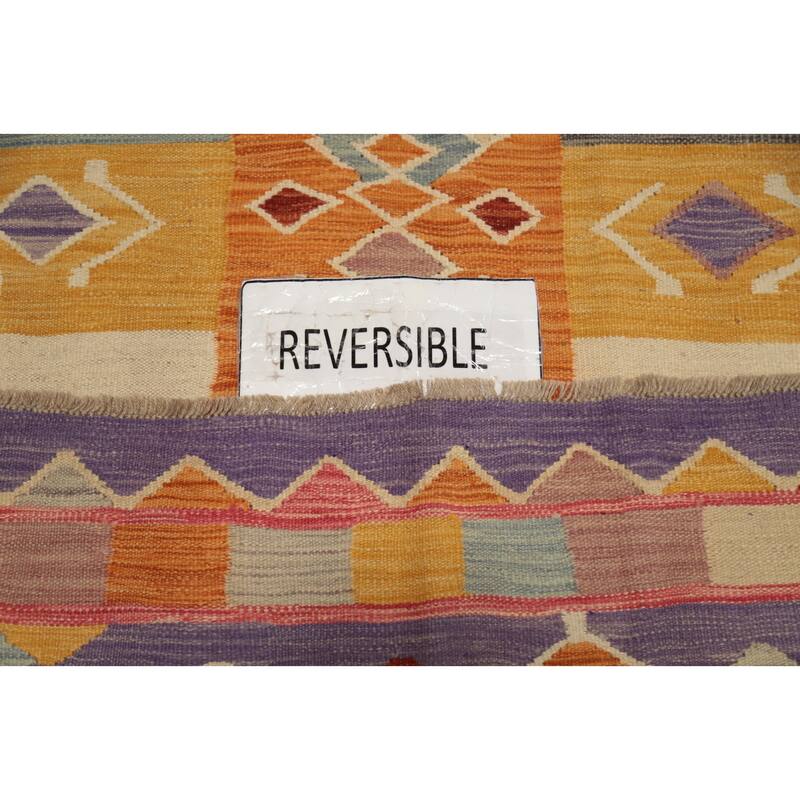 Hand Woven Oriental 100% Wool Carpet Southwestern Tribal Multi-Colored Kilim Area Rug - 7' 9'' X 4' 8''