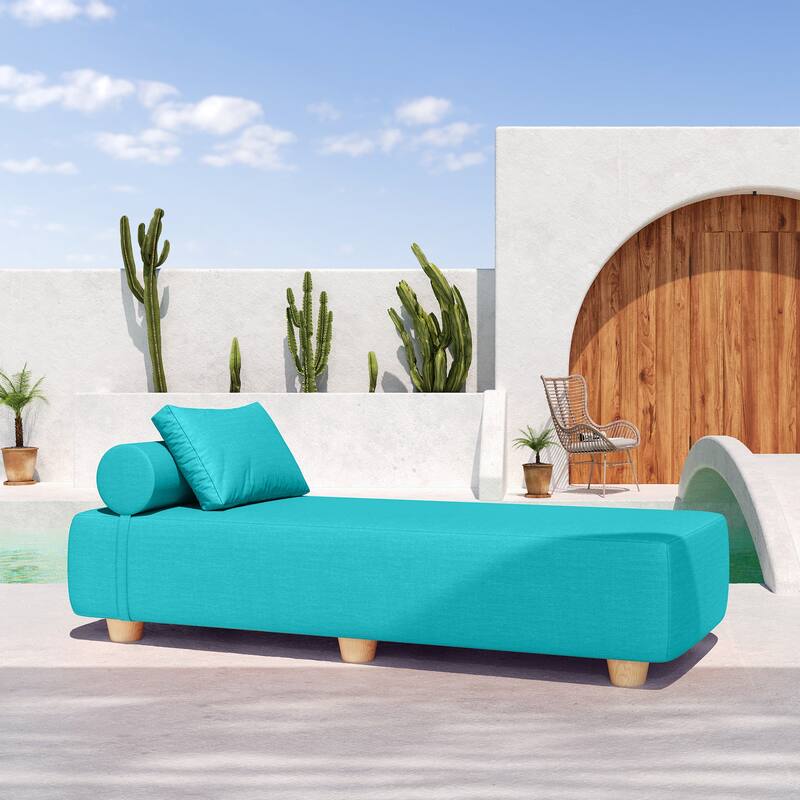 Jaxx Alvy Outdoor Sun Lounger - Luxurious Sunbed with Wood Feet Sunbrella