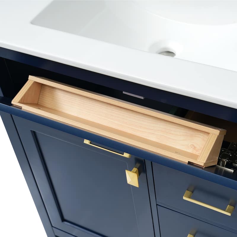 30 in. W x 18.3 in. D x 33.6 in. H Single Sink Freestanding Bath Vanity with White Ceramic Top