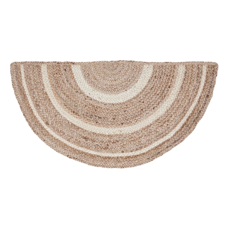 Natural & Creme Jute Rug Half Circle w/ Pad 16.5x33 - 3'6"