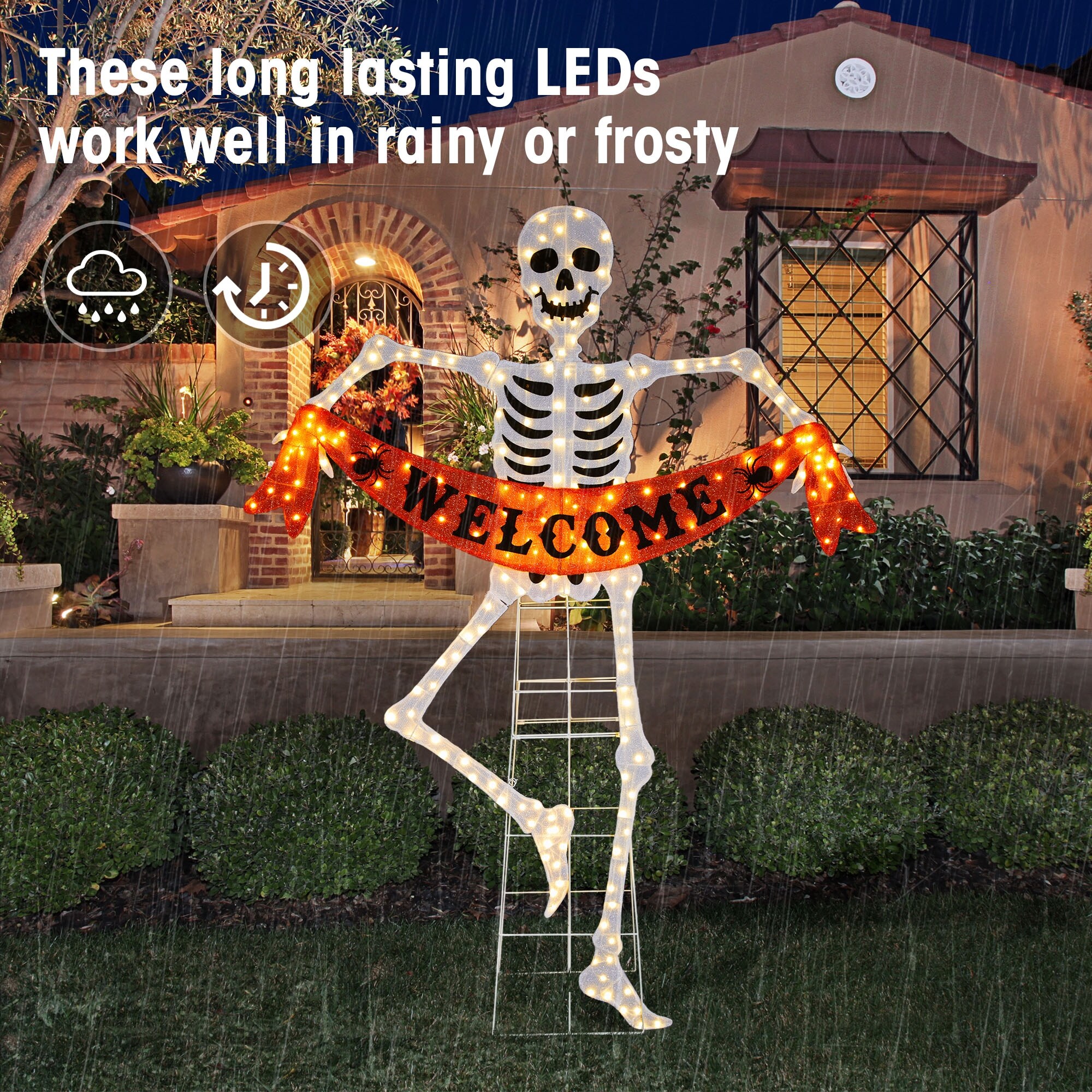 Glitzhome 7ft Pre-lit Halloween 2D Skeleton Outdoor Decor