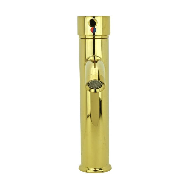 Bathroom Single Hole Faucet One Handle Solid Brass Gold PVD Finish 9.5in Tall Renovators Supply
