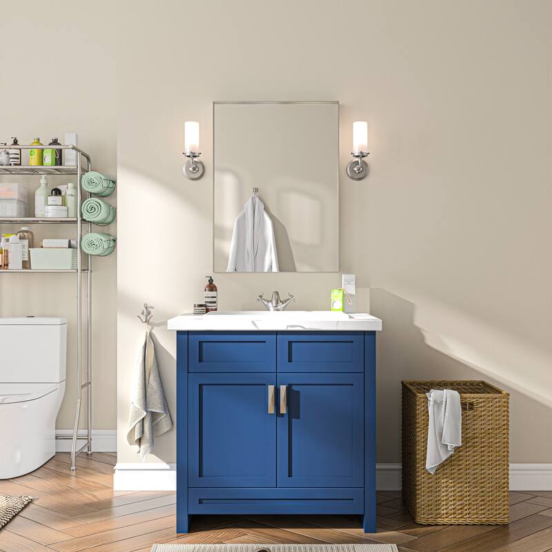 TOOLKISS Right Angle Aluminum Frame Bathroom Vanity Mirror with Clear Glass