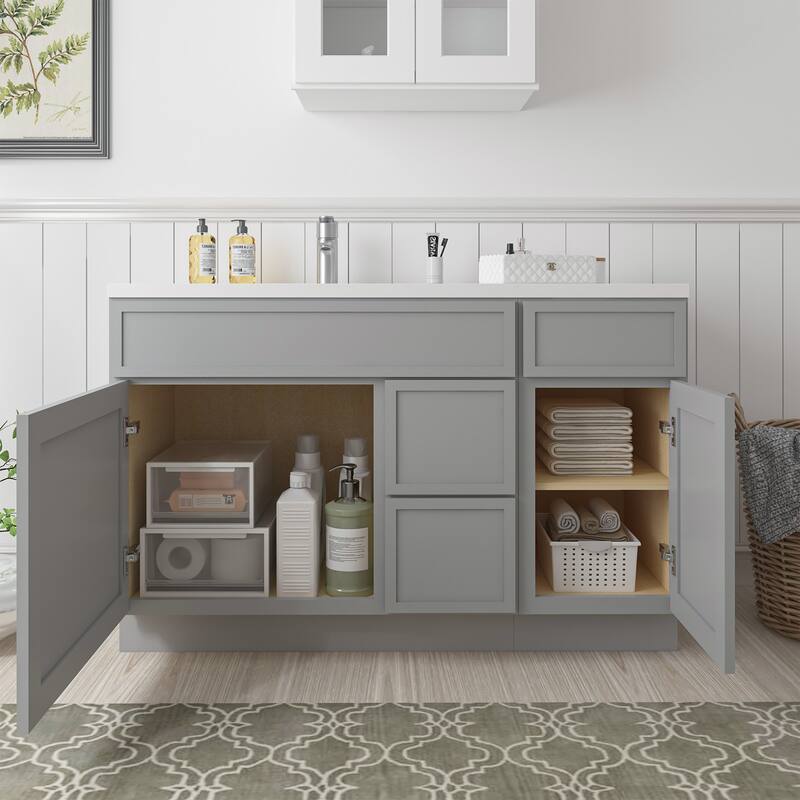 Vanity Art 51" Birch Freestanding Bathroom Vanity Cabinet without Top