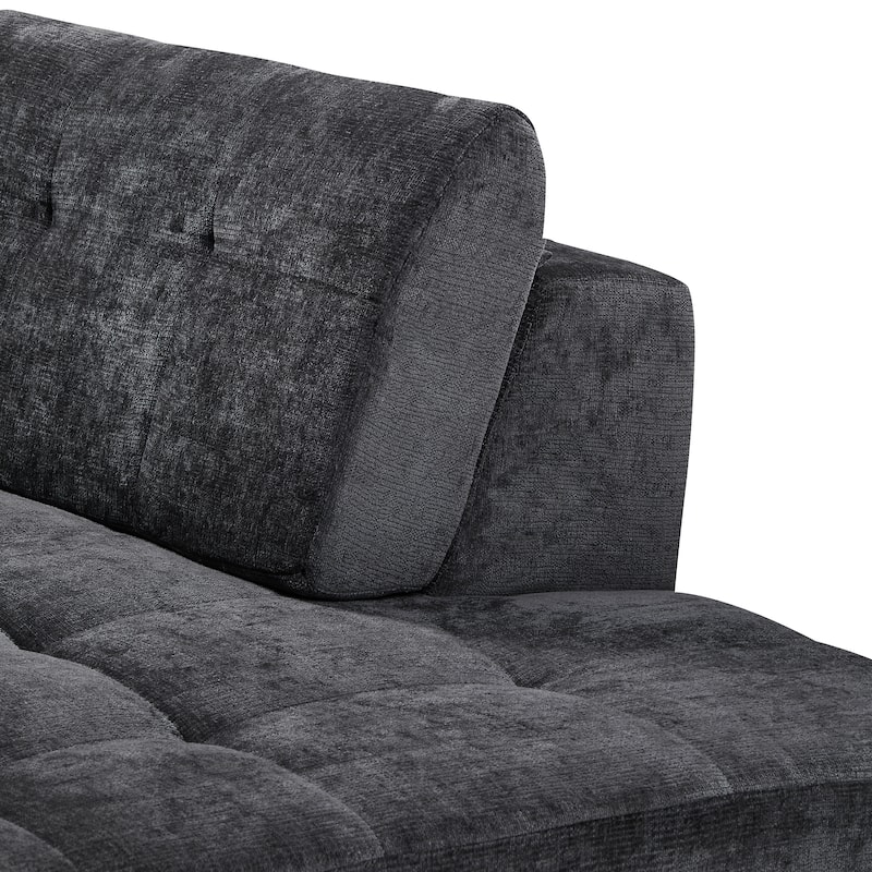 Christopher Knight Home - Modern L-Shaped Corner Sectional Sofa, Fully Upholstered Arms, Curved Right-Hand Facing, Tufted Design