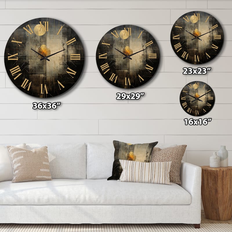 Designart "Full Moon Rising VIntage Illustration" Abstract Painting Oversized Wall Clock