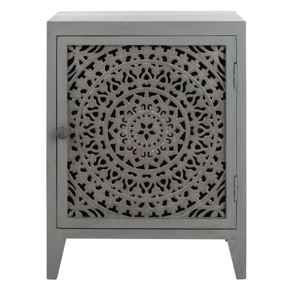 Shop Safavieh Thea Single Door Carved Nightstand Overstock 28556543