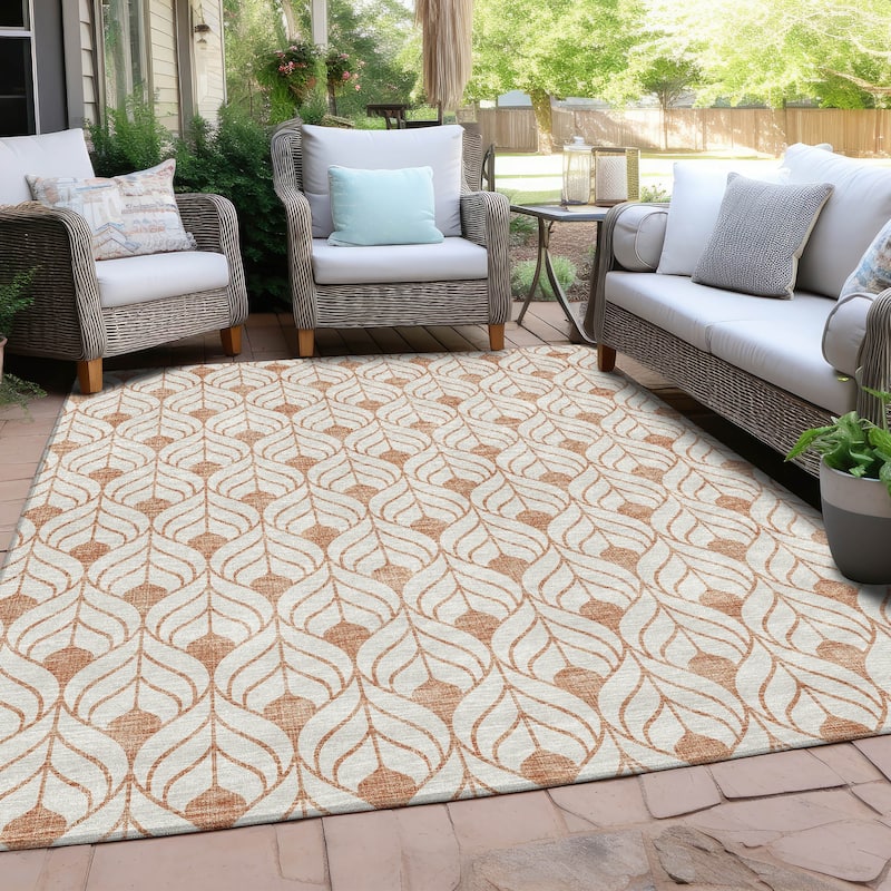 Machine Washable Indoor/ Outdoor Chantille Contempoary Geo Rug - Salmon - 3' x 5'