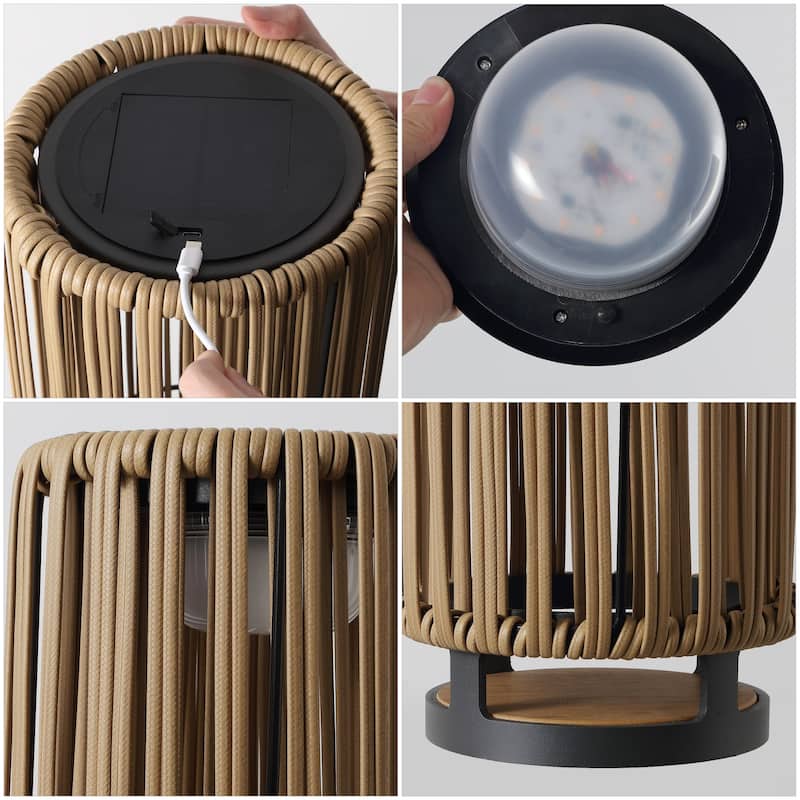 Modern Faux Indoor/Outdoor LED Solar Powered Lantern, By JONATHAN Y