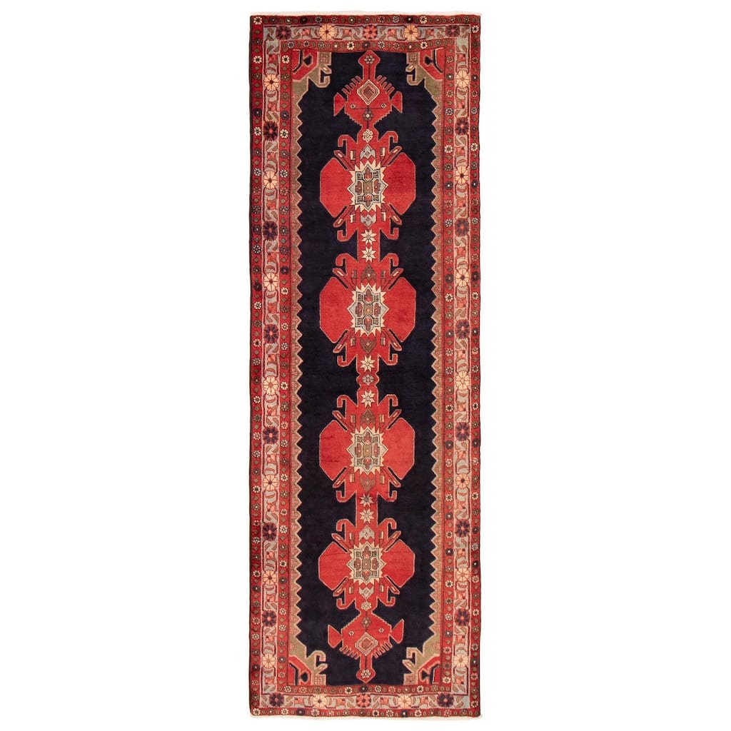 ECARPETGALLERY Hand-knotted Konya Anatolian Navy, Red Wool Rug - 3'1 x 9'7