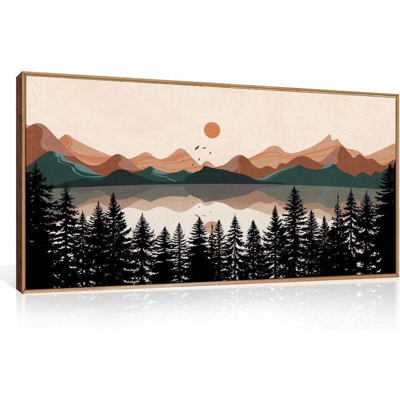 Lake Pines Tree Sunset Nature Landscape Art Print - 20 x 40