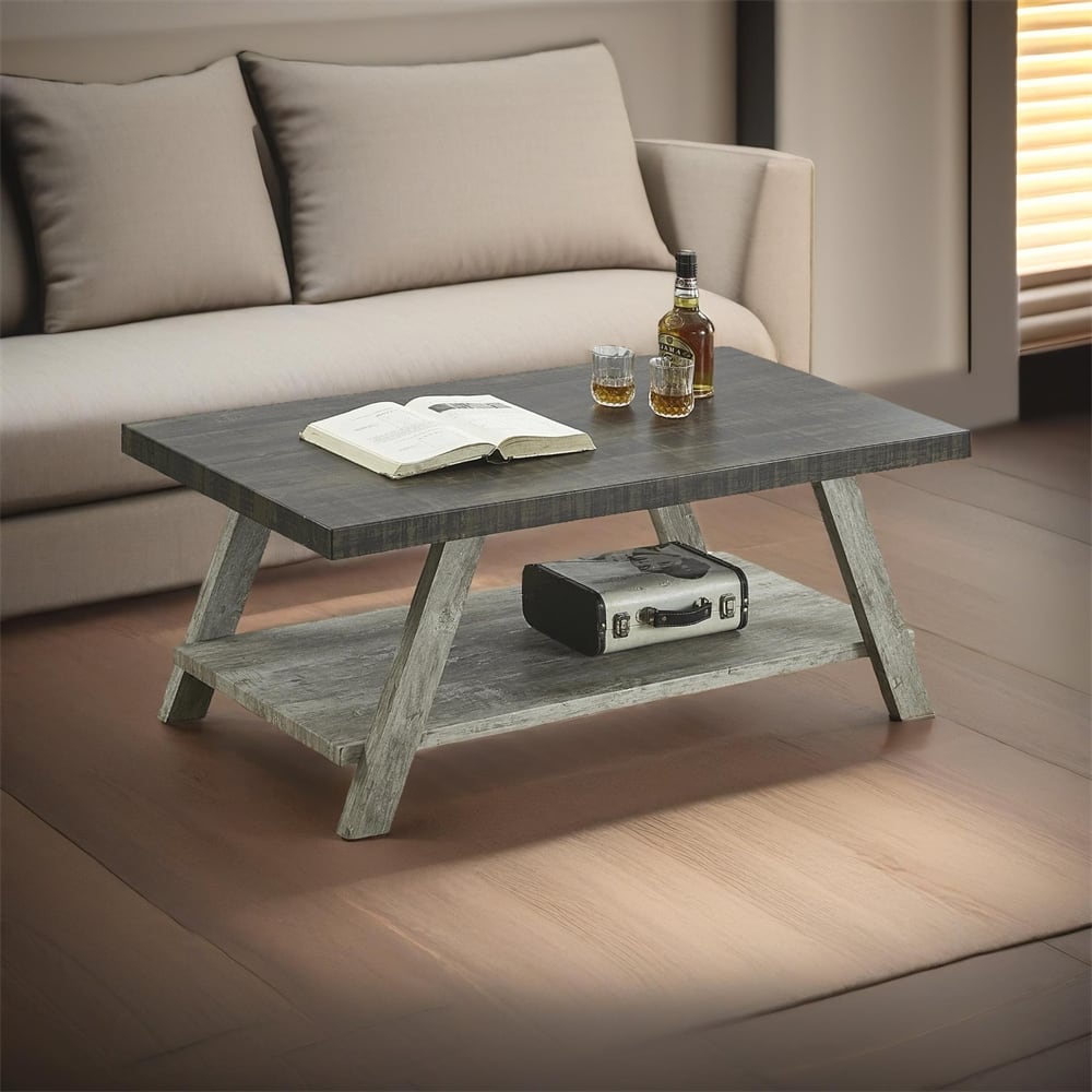Athens Contemporary Replicated Wood Shelf Coffee Table