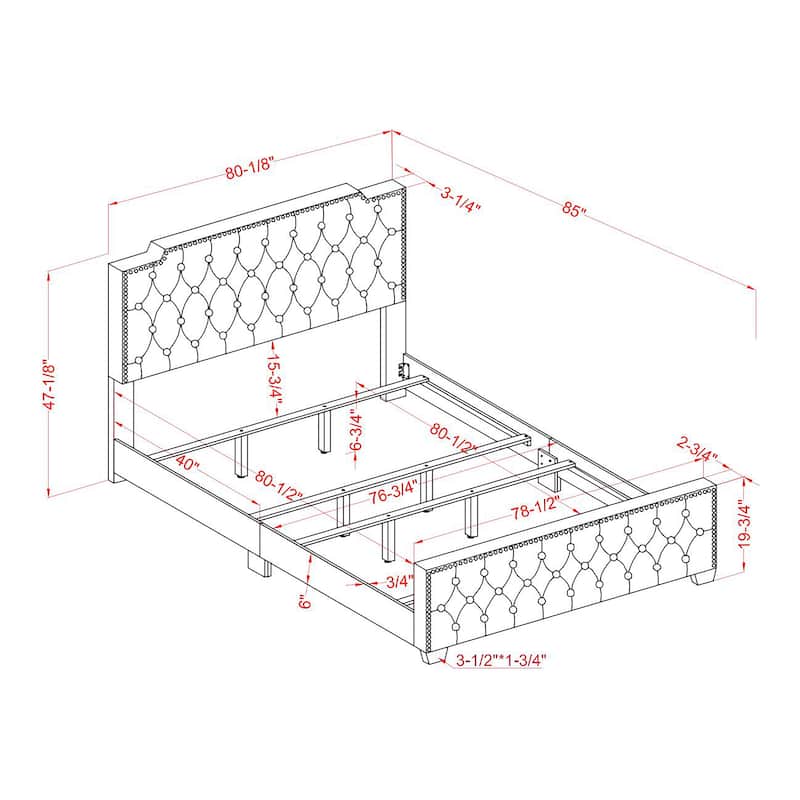 Furniture of America Galavant Modern Tufted Fabric Panel Bed