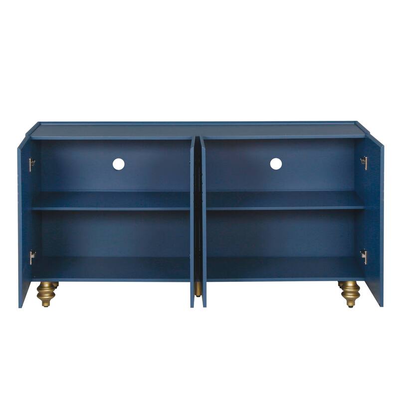 Fluted Sideboard Buffet Cabinet, 4 Doors Storage Cabinet Accent Cabinet TV Cabinet for Living Room