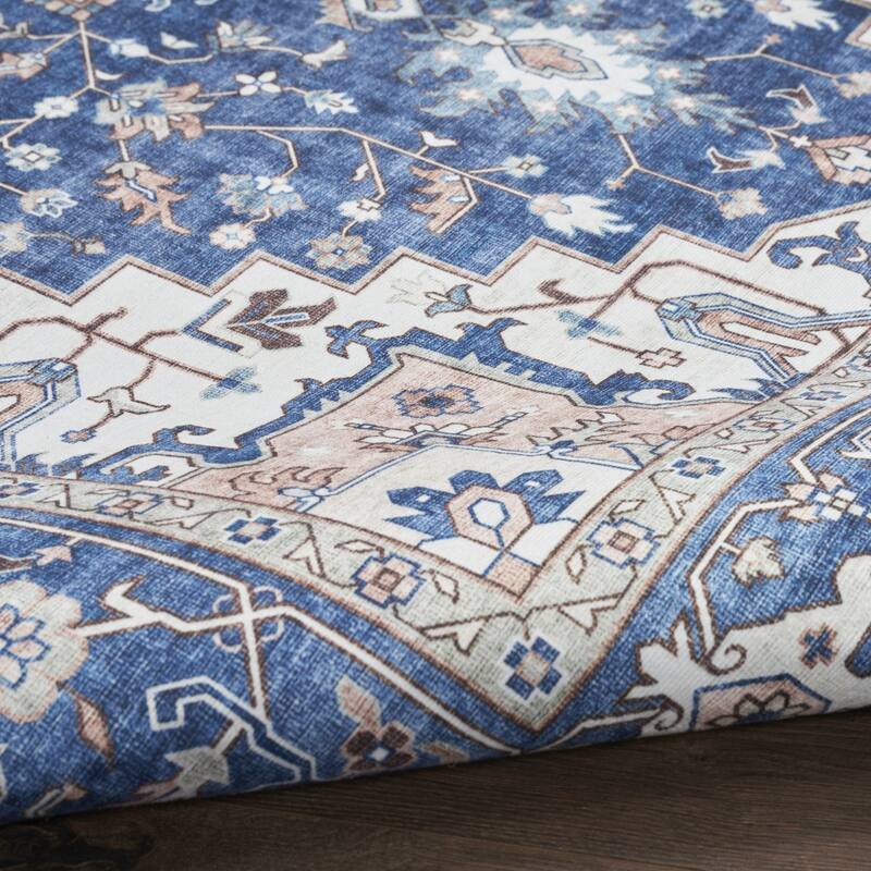 Distressed Non Skid Stain Resistant Low Pile Area Rug - 118' X '94' X '0.25