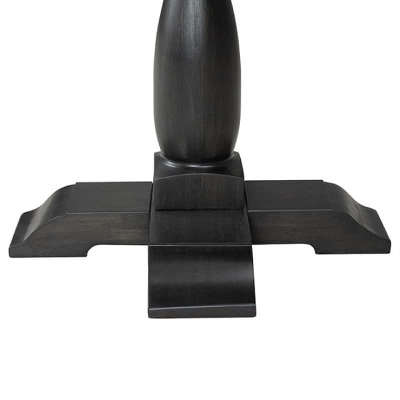 Ginie Round End Table, Rustic Black Brown Solid Rubberwood, 24 Inch