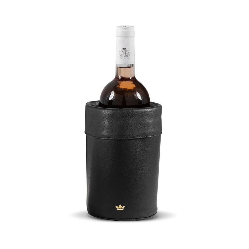 Wine Cooler Leather Dia 4.72" Black