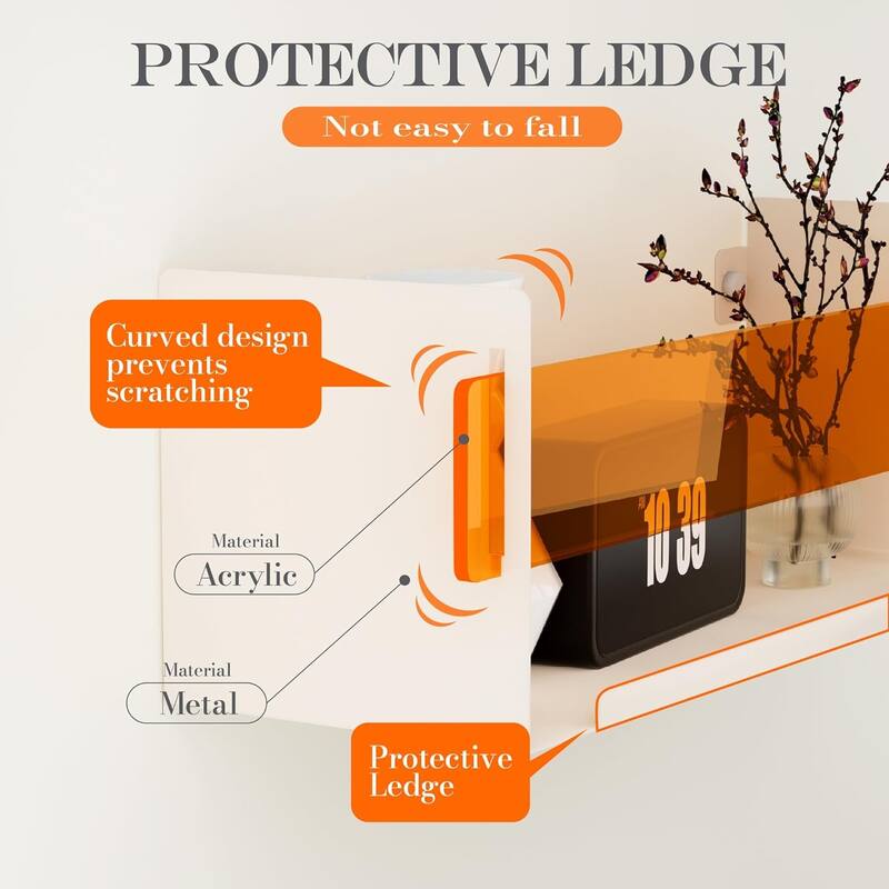 Sttoraboks Metal Floating Shelf,Set of 3 Wall Mounted Shelves, with Acrylic Panels