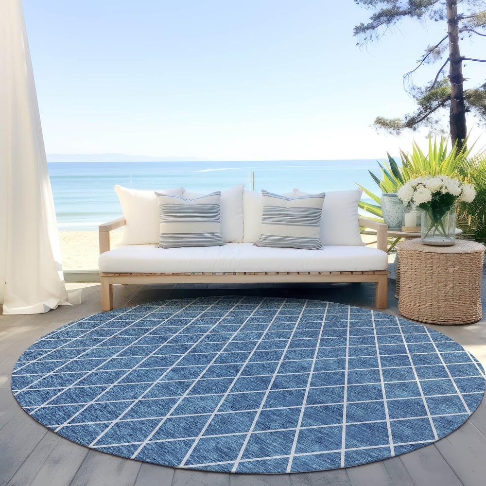 Machine Washable Indoor/ Outdoor Chantille Diamond Trellis Rug