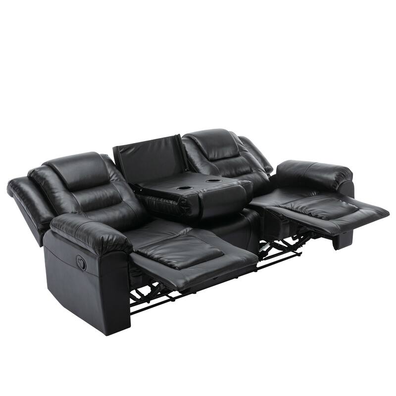 3 Seater Home Theater Recliner Manual Recliner Chair with Two Built-in Cup Holders for Living Room,Bedroom