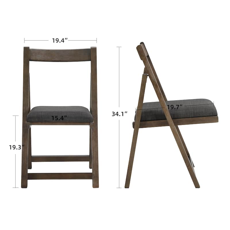 Contemporary 19" Wide Portable Folding Brushed Wooden Dining Chairs with Padded Cushion