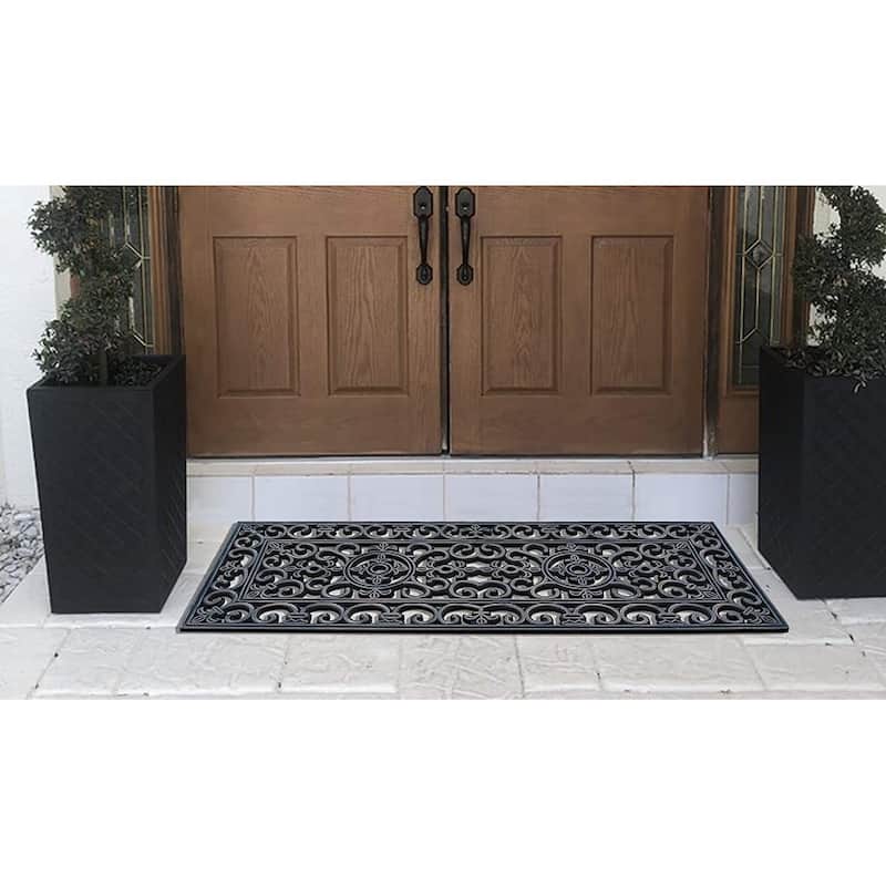 Rubber Grill Hand Finished Elegant Large Double Doormat 17.7" X 47"